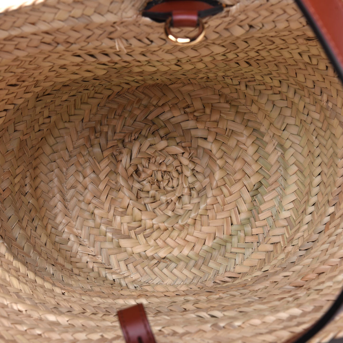 Smooth Calfskin Raffia Little Horses Medium Panier Basket Black Yellow