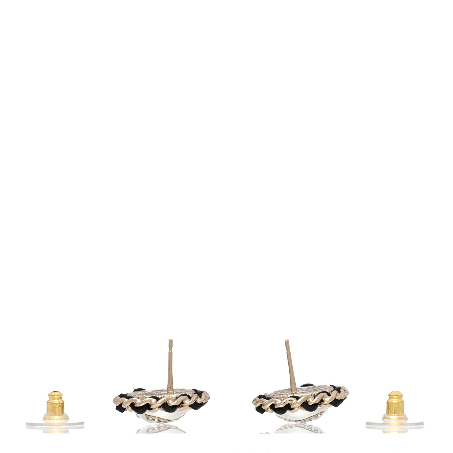 Chanel Pearl Crystal Lambskin CC Earrings Gold Black 3 of 4
