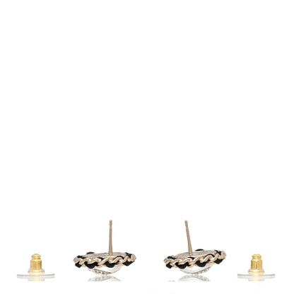 Chanel Pearl Crystal Lambskin CC Earrings Gold Black 3 of 4