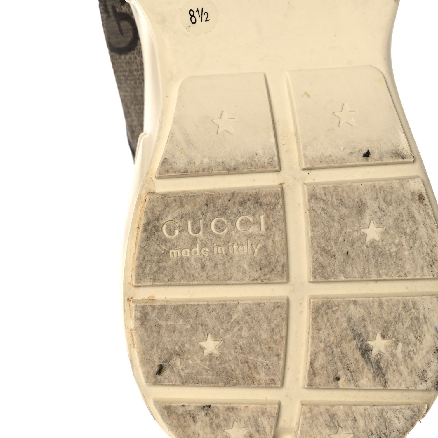 Gucci Maxi GG Supreme Monogram Gucci 100 Mens Rhyton Sneakers 8.5 Beige Ebony 6 of 15
