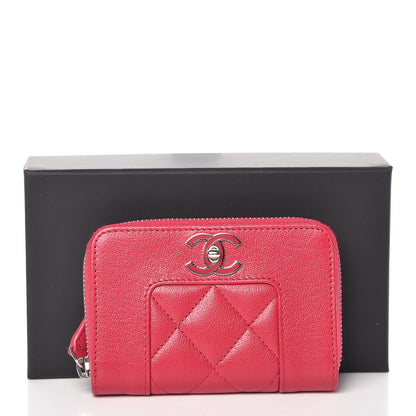 Chanel Sheepskin Quilted Mademoiselle Vintage Zip Coin Purse Pink 10 of 10