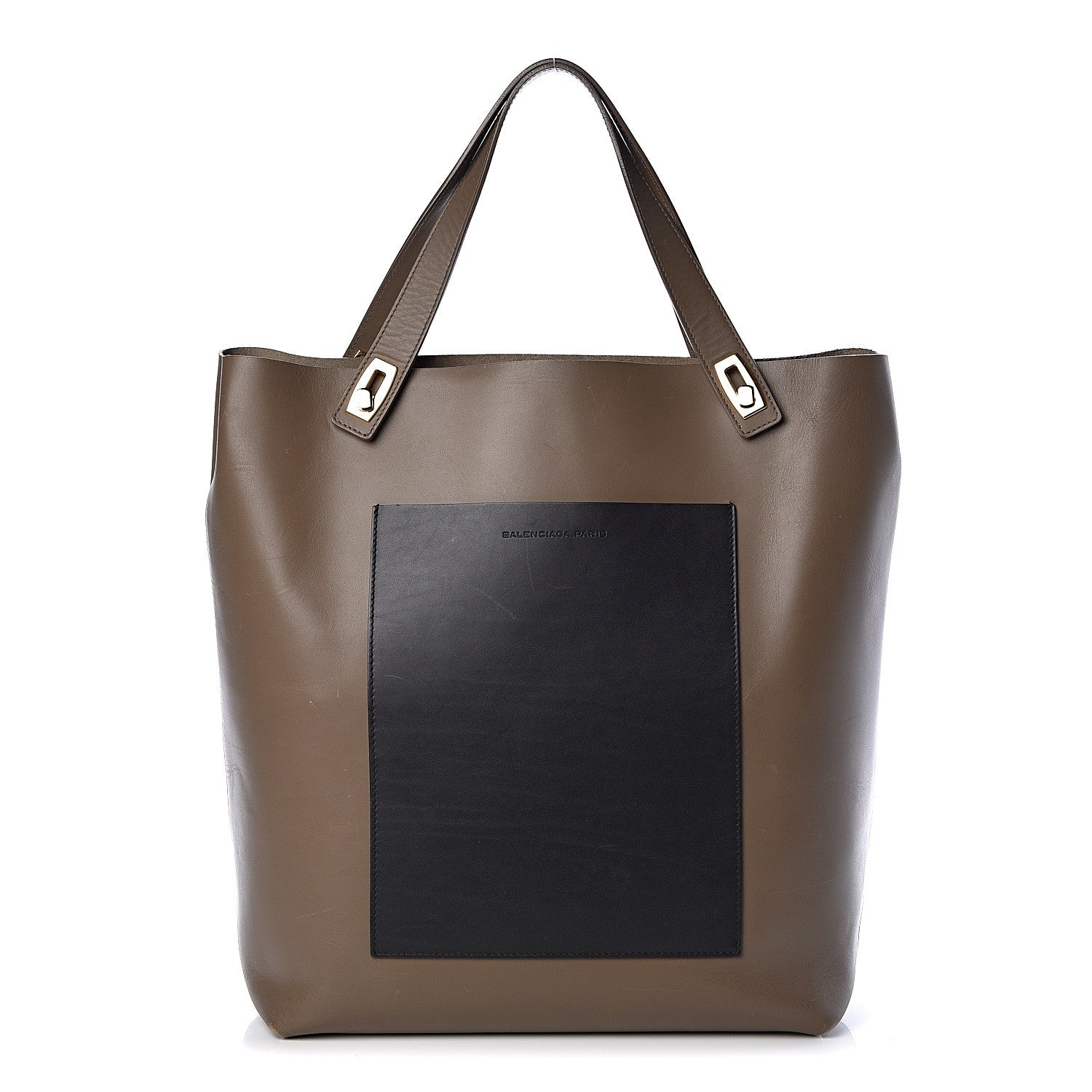 Balenciaga Calfskin Pocket Tote M Khaki and Black 1 of 11