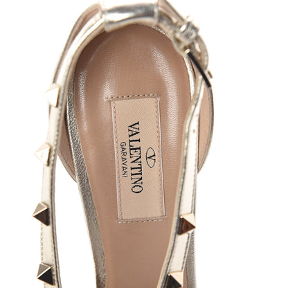 Valentino Garavani Metallic Nappa Rockstud Cross Strap D'Orsay 105mm Pumps 39.5 Platino 5 of 7