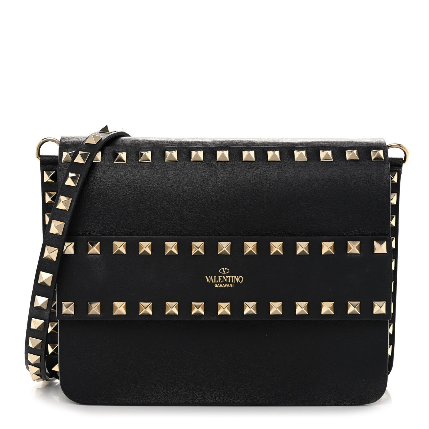 Valentino Garavani Vitello Rockstud Side Slip Crossbody Black 1 of 9