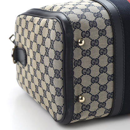 Gucci Monogram Selleria Calfskin Vintage Web Medium Boston Beige Blue 5 of 9