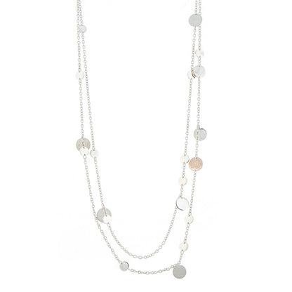 Hermes Sterling Silver 18K Rose Gold Confettis Long Necklace 1 of 5