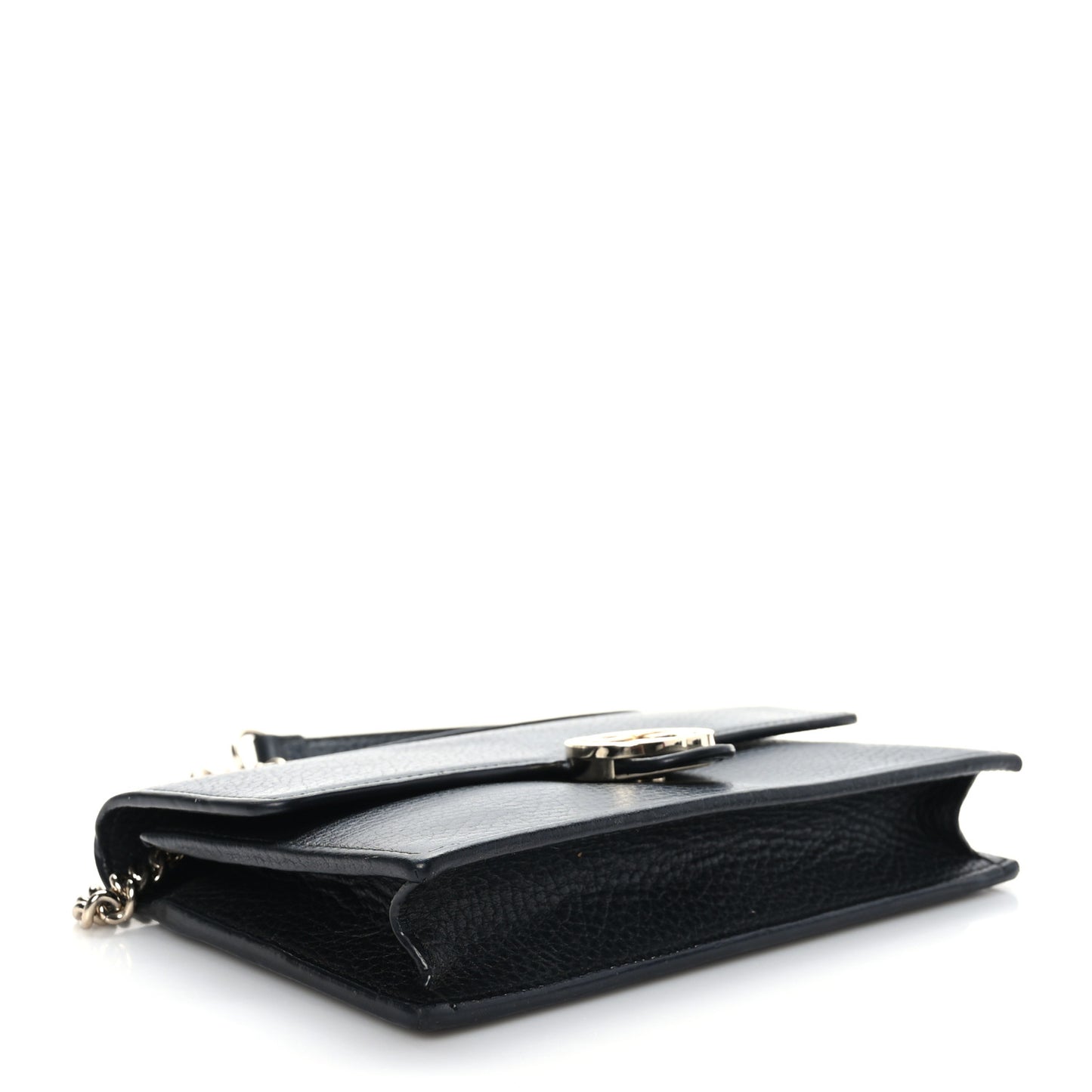 Dollar Calfskin Interlocking G Chain Wallet Black