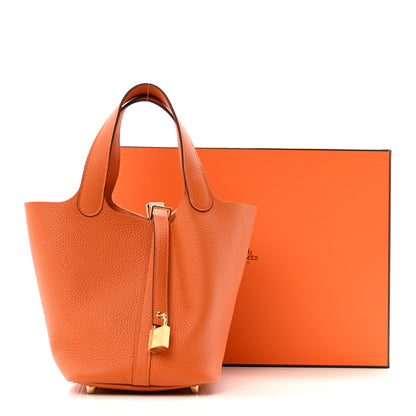 Hermes Taurillon Clemence Picotin Lock 18 PM Orange 11 of 11