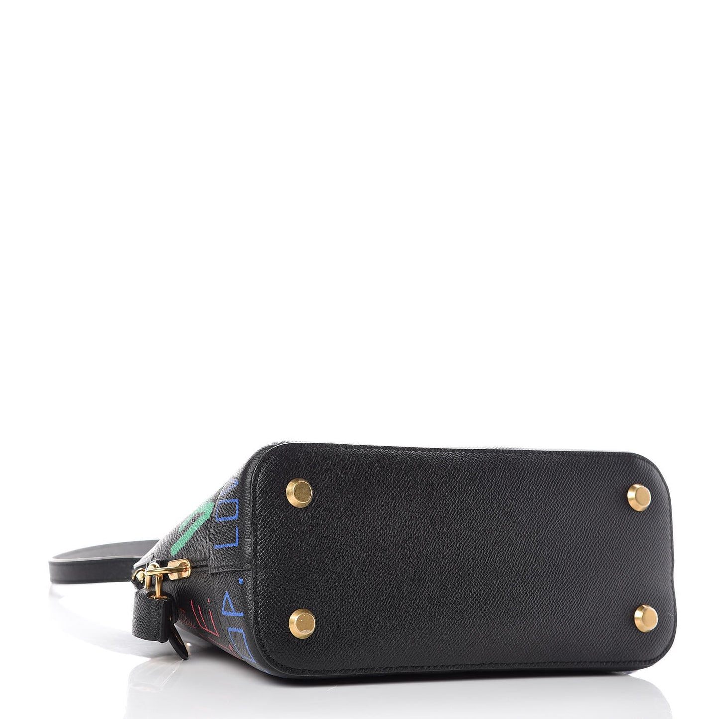 Signature Grained Calfskin Graffiti S Ville Top Handle Bag Black Multicolor