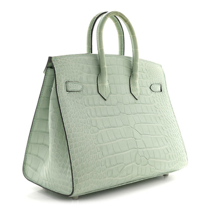 Hermes Matte Alligator Birkin Sellier 25 Vert D'eau 3 of 13