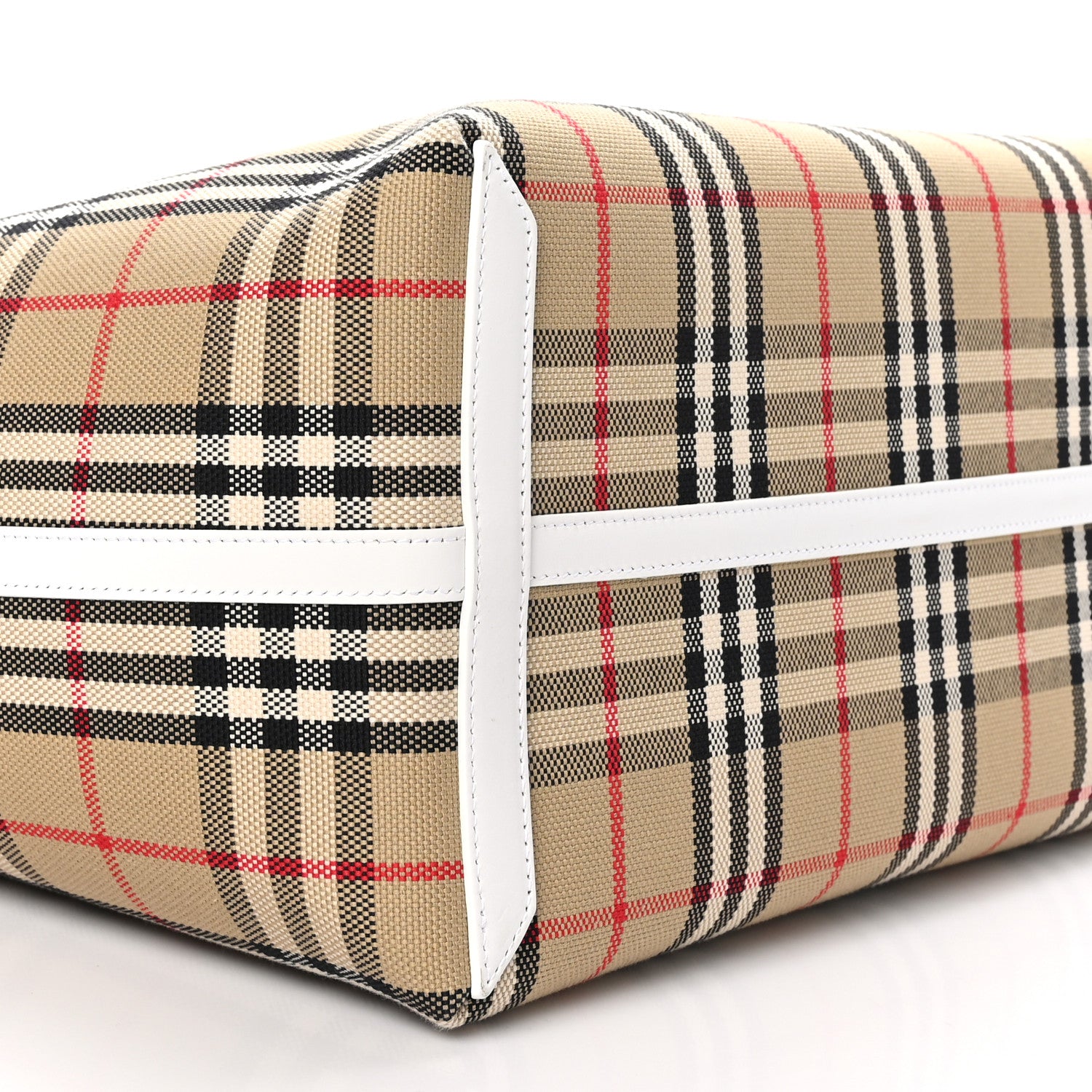Burberry Cotton Vintage Check Medium London Tote Bag White 10 of 11