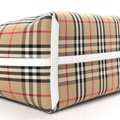 Burberry Cotton Vintage Check Medium London Tote Bag White 10 of 11