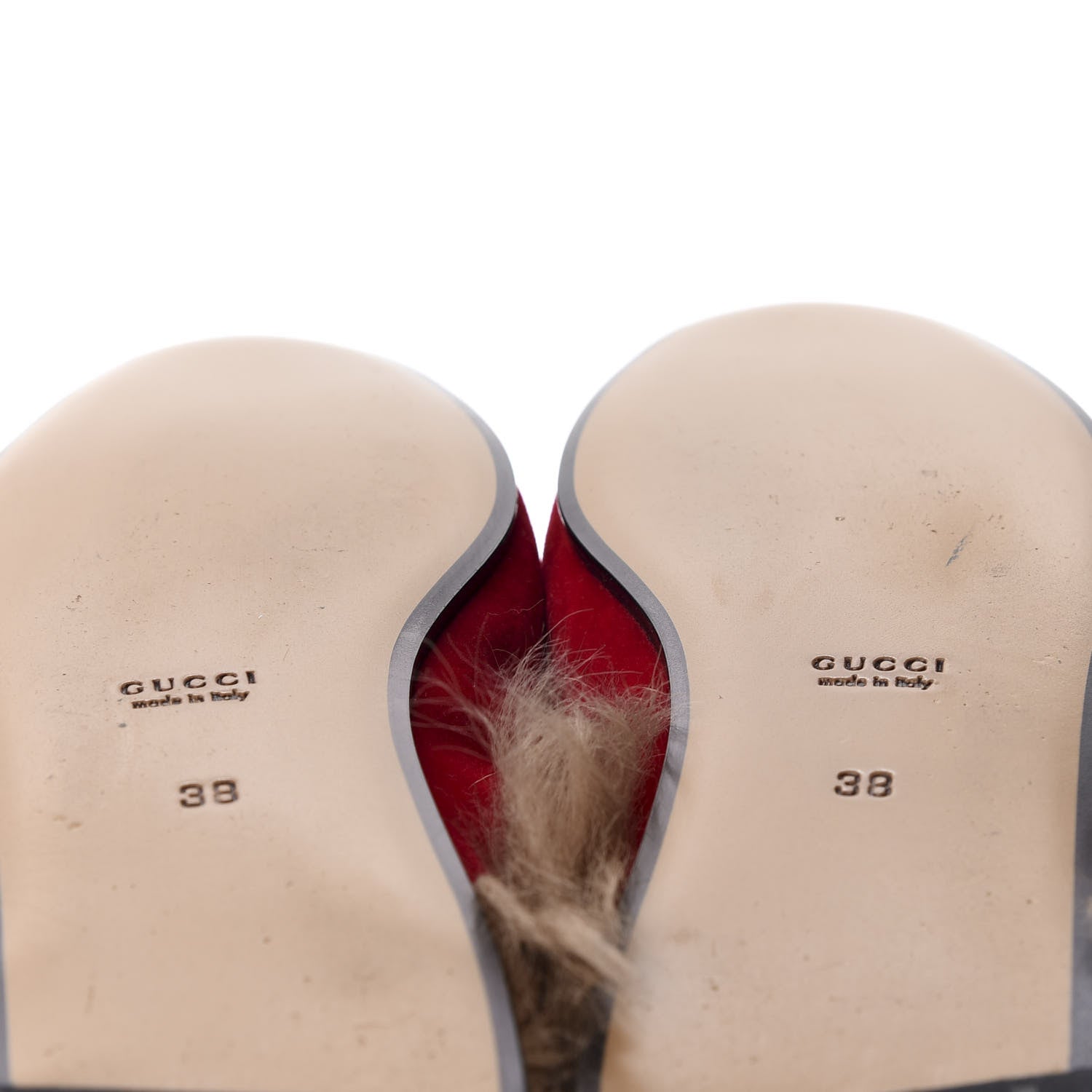 Gucci Velvet Fur Womens Princetown Slippers 38 Hibiscus Red 9 of 10
