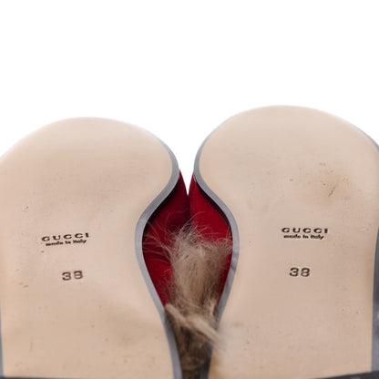 Gucci Velvet Fur Womens Princetown Slippers 38 Hibiscus Red 9 of 10