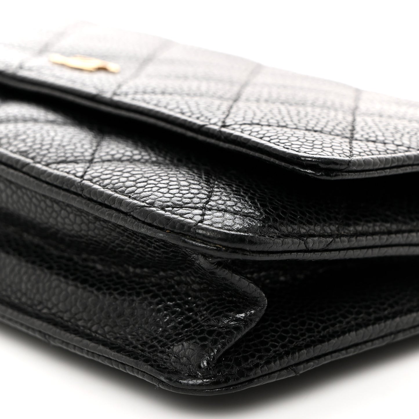 Caviar Quilted Wallet on Chain WOC Black