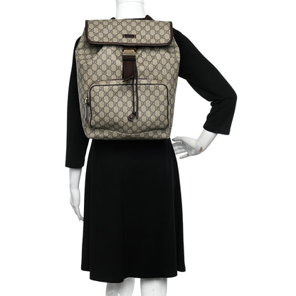 Gucci GG Supreme Monogram Medium Single Buckle Rucksack Backpack Beige Ebony Brown 2 of 11