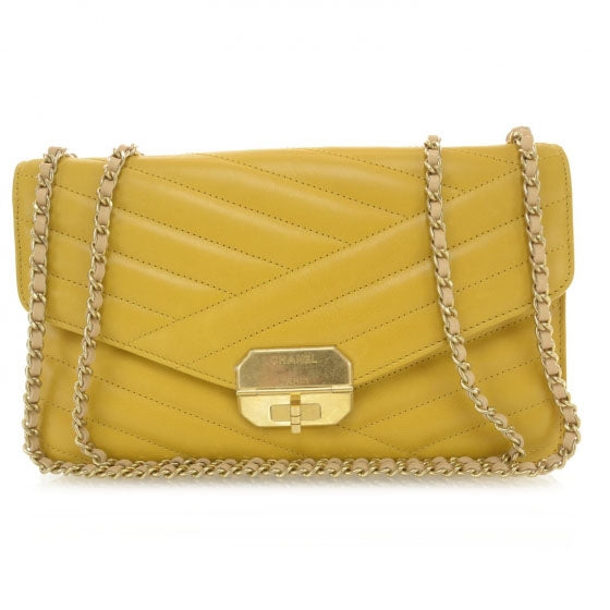 Chanel Calfskin Gabrielle Chevron Flap Yellow 1 of 8