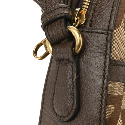 Gucci Monogram Jumbo GG Textured Dollar Calfskin Web Messenger Shoulder Bag Camel Ebony New Acero 11 of 16