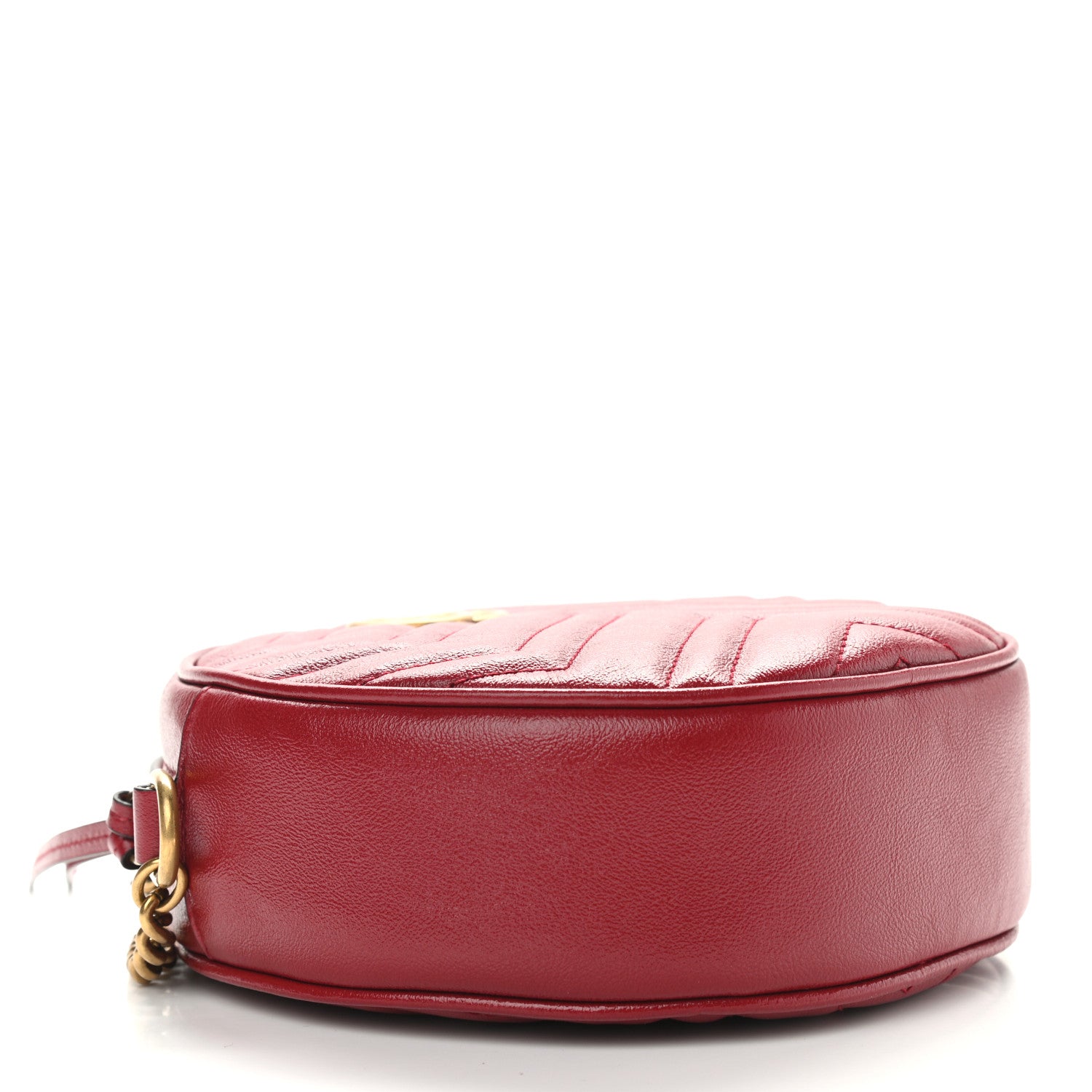 Gucci Glazed Calfskin Matelasse Heart Mini GG Marmont Round Shoulder Bag Romantic Cerise 4 of 11