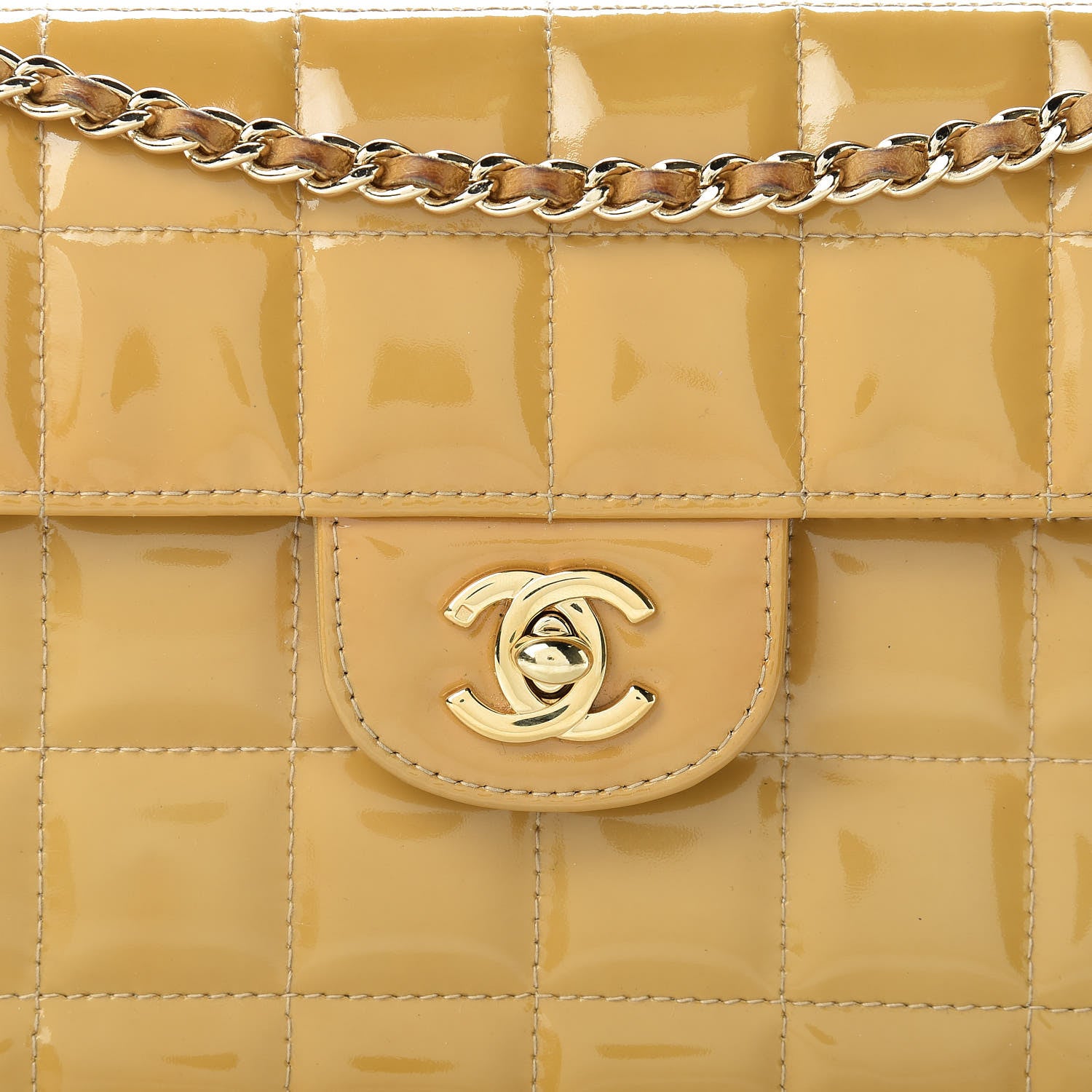 Chanel Patent East West Chocolate Bar Flap Beige 9 of 19