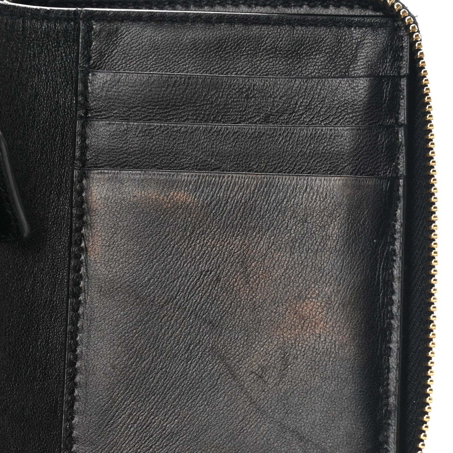 Patent Matelasse Monogram Vicky Zip Around Card Holder Black