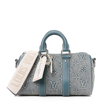 Louis Vuitton Monogram Washed Denim Keepall Bandouliere 25 1 of 11