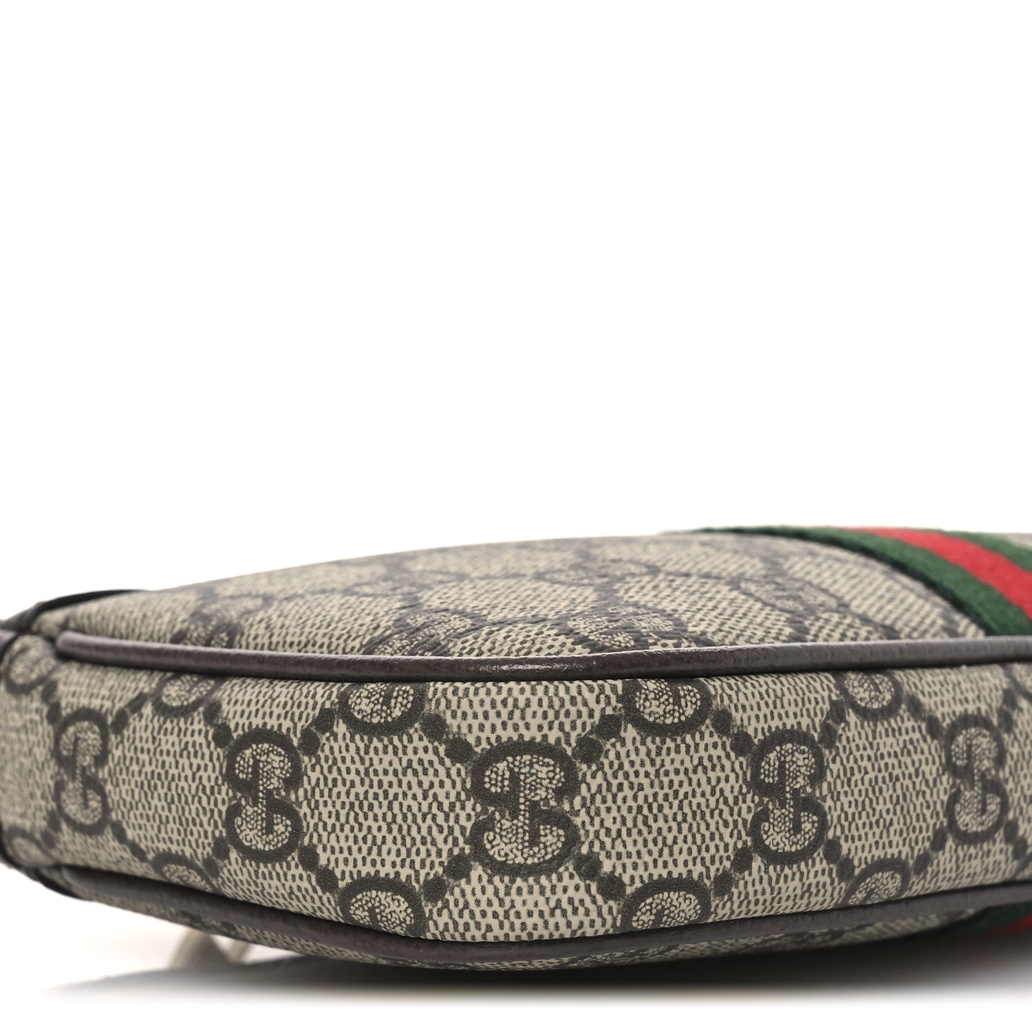 Gucci GG Supreme Monogram Textured Dollar Calfskin Web Mini Ophidia Shoulder Bag Beige Ebony New Acero 9 of 12