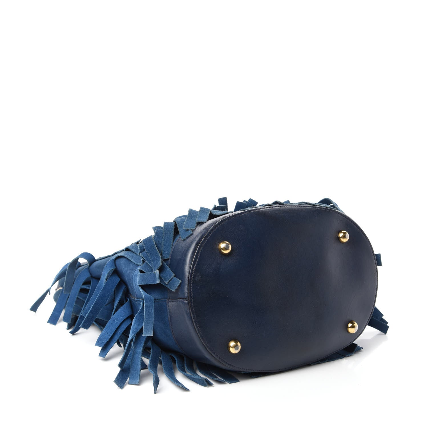 Burberry Prorsum Suede Fringe Bucket Bag Blue 4 of 11