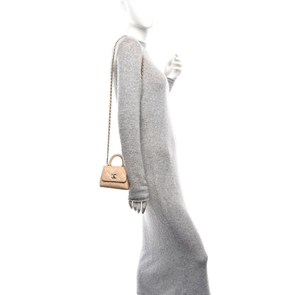Chanel Caviar Quilted Nano Coco Handle Clutch With Chain Beige 2 of 11