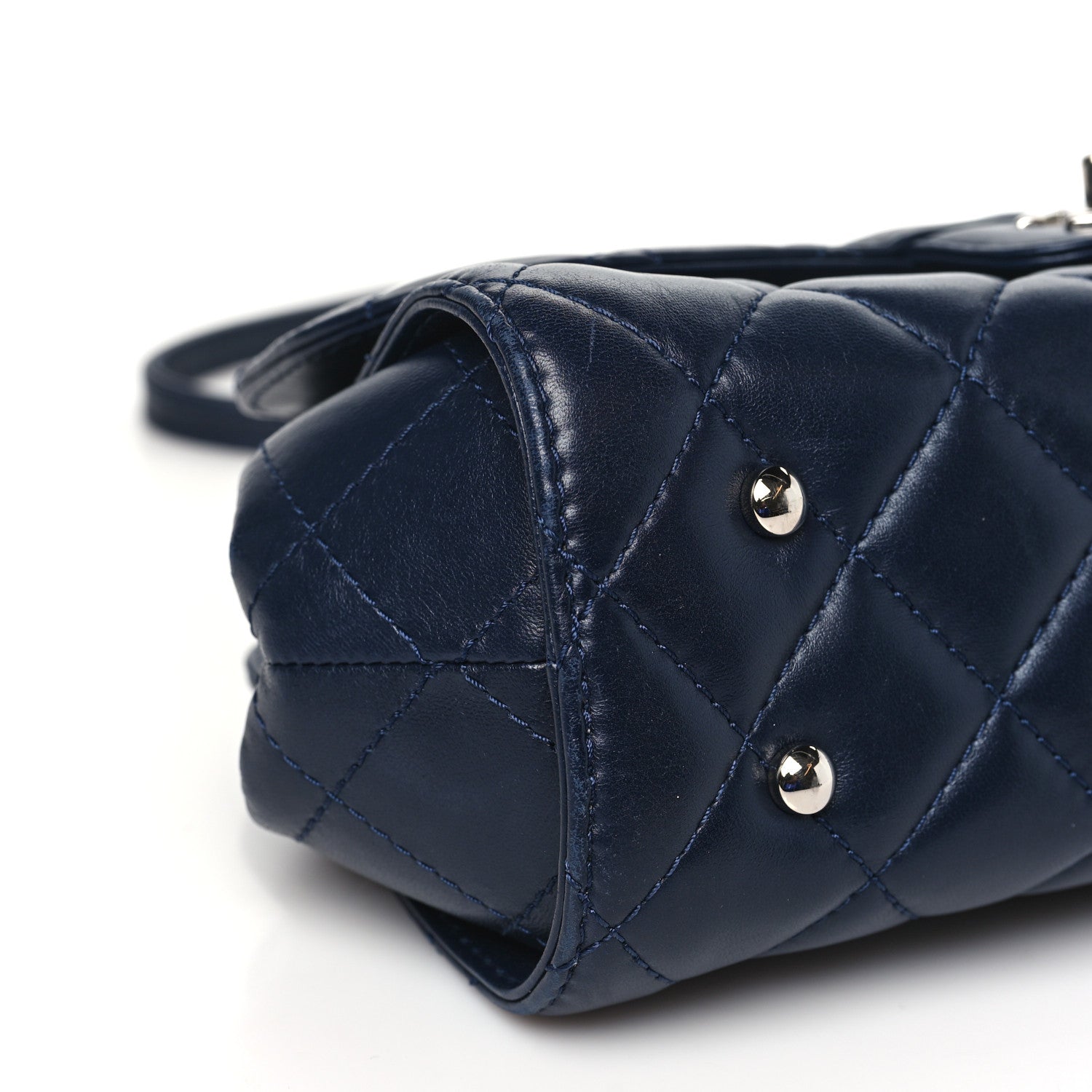 Chanel Calfskin Quilted Kisslock Frame Chain Bag Navy 9 of 10