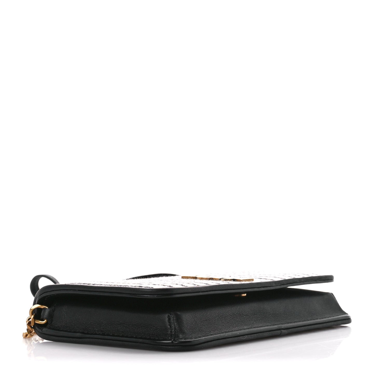 Canvas Striped Phone Holder Crossbody Beige Black