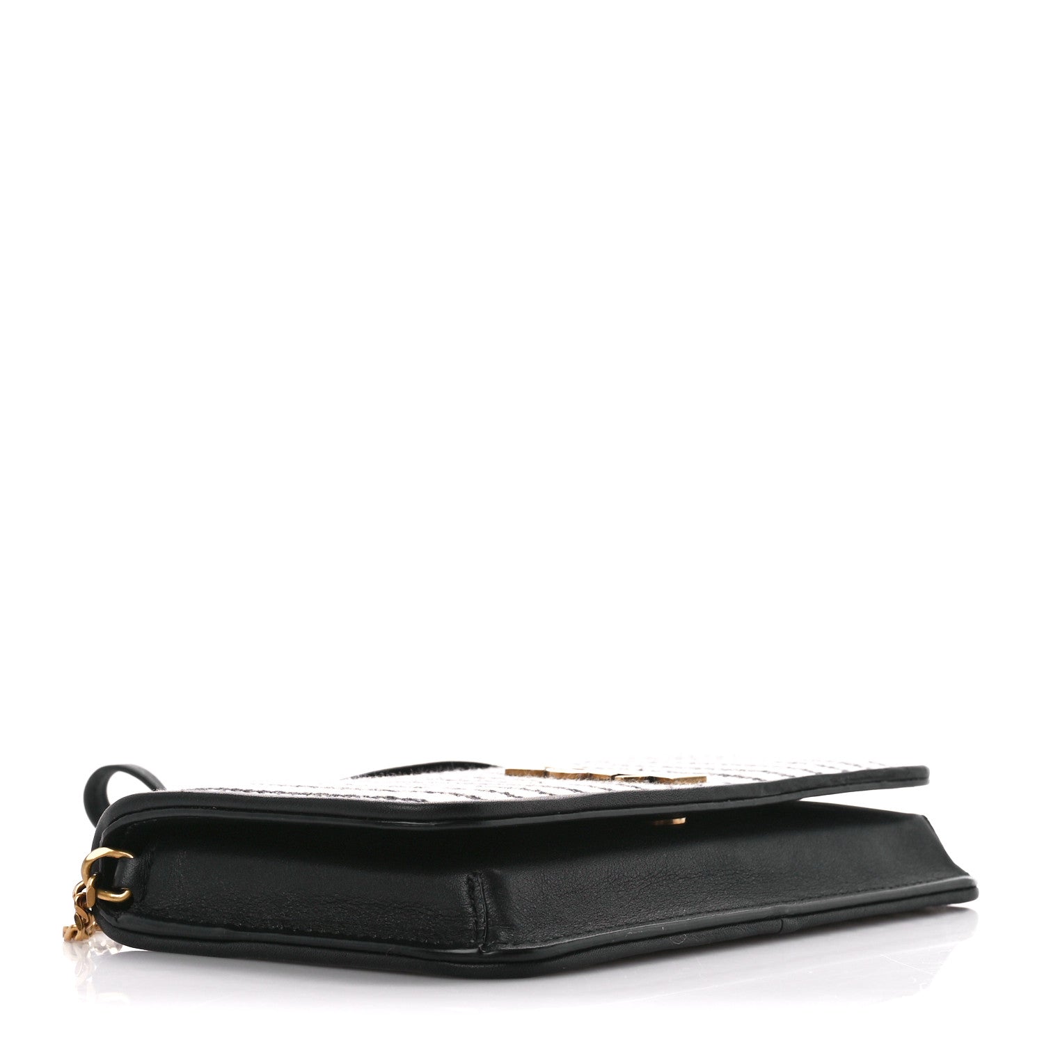 Saint Laurent Canvas Striped Phone Holder Crossbody Beige Black 4 of 10