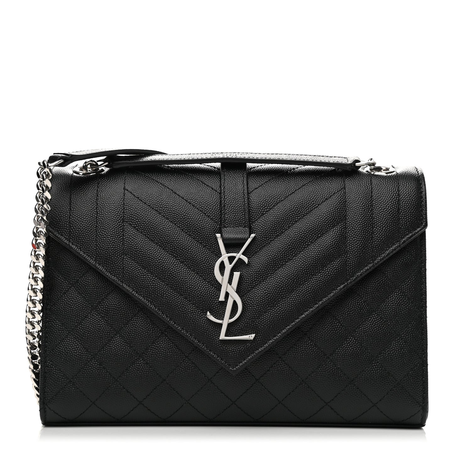 Grain De Poudre Textured Mixed Matelasse Triquilt Medium Monogram Satchel Black