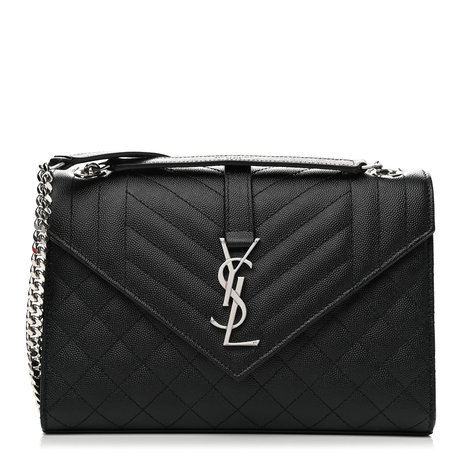 Saint Laurent Grain De Poudre Textured Mixed Matelasse Triquilt Medium Monogram Satchel Black 1 of 7