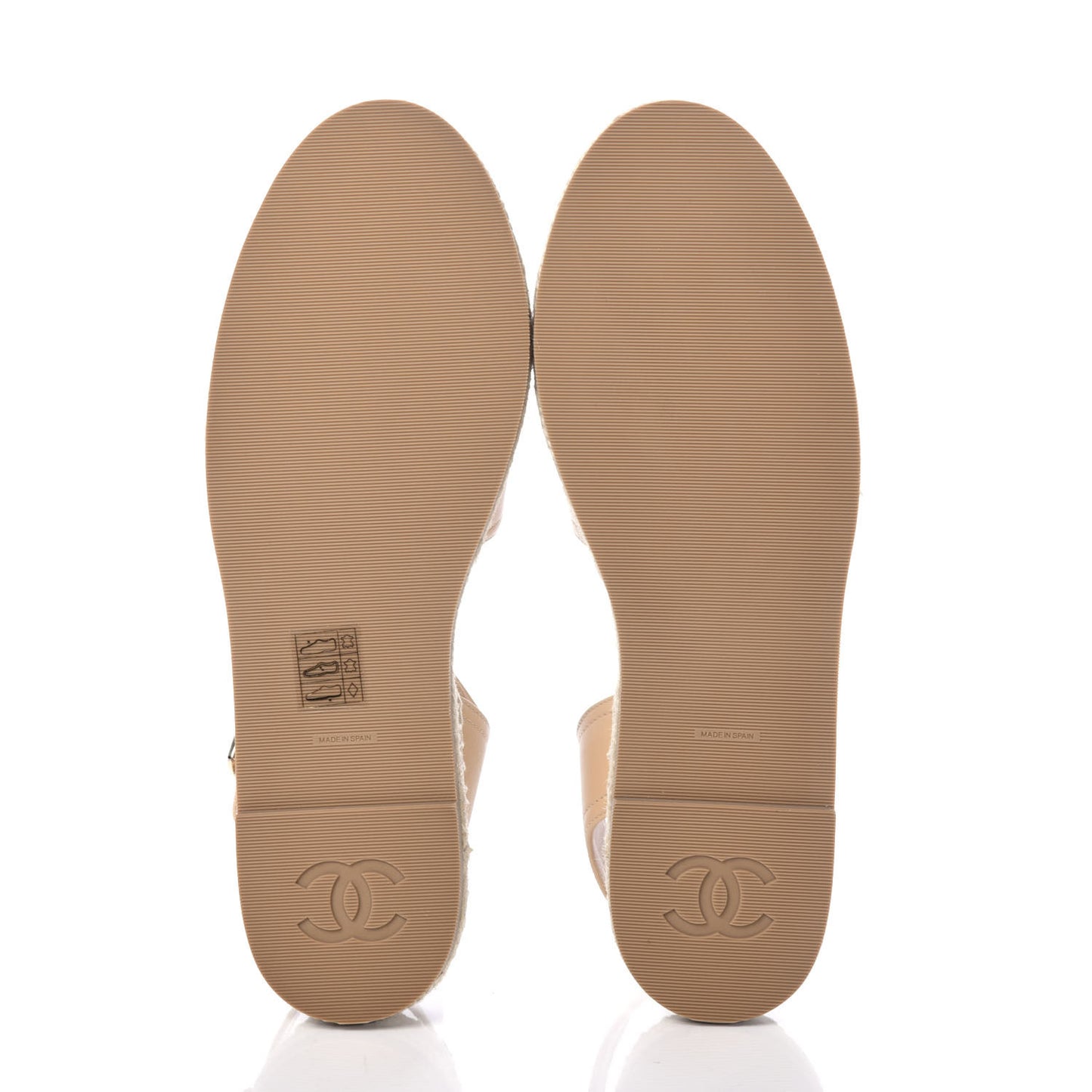 Lambskin Cap Toe CC Espadrille Sandals 39 Beige Black