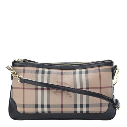 Burberry Haymarket Check Small Peyton Crossbody Clutch Bag Black 1 of 10