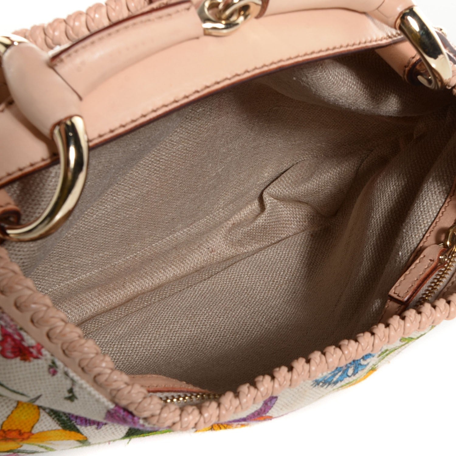 Gucci Canvas Flora Floral Small Horsebit Chain Hobo 5 of 7