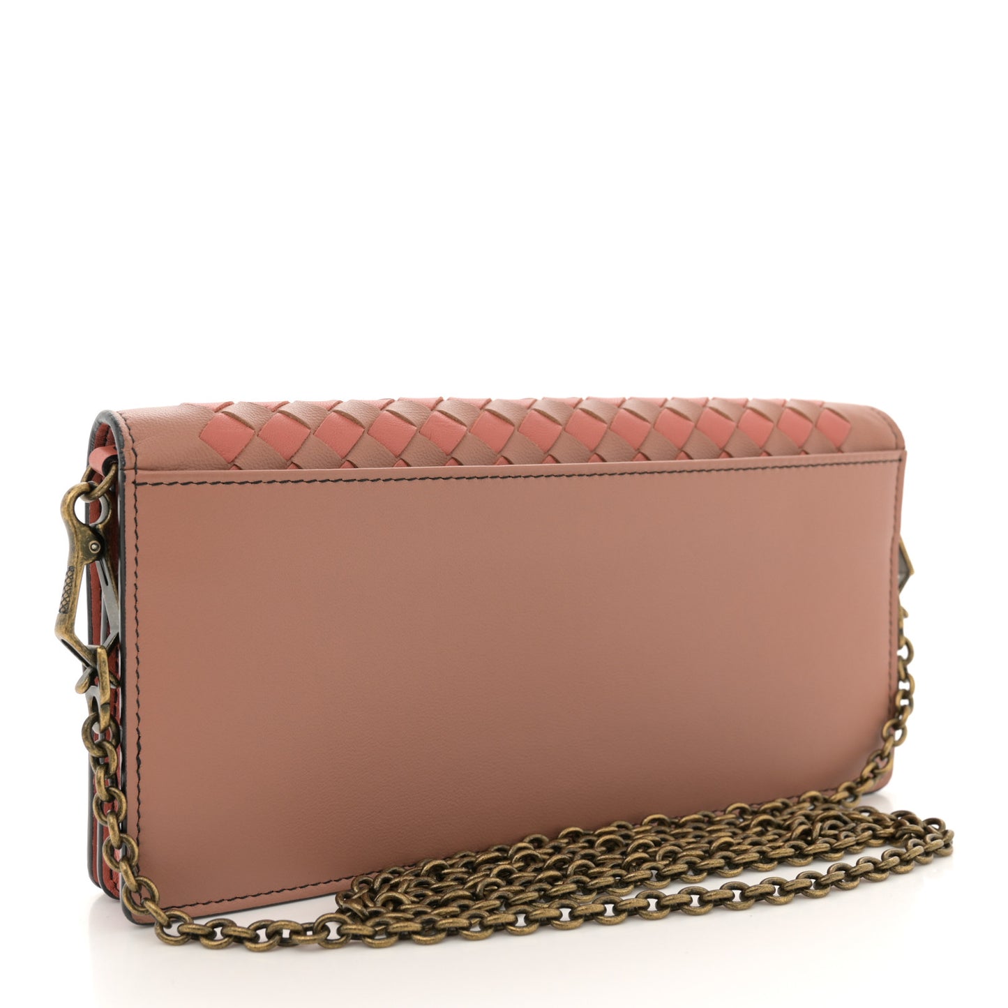 Nappa Intrecciato Studded Embellished Chain Wallet Tan Corallo