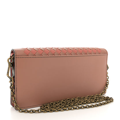 Bottega Veneta Nappa Intrecciato Studded Embellished Chain Wallet Tan Corallo 3 of 14