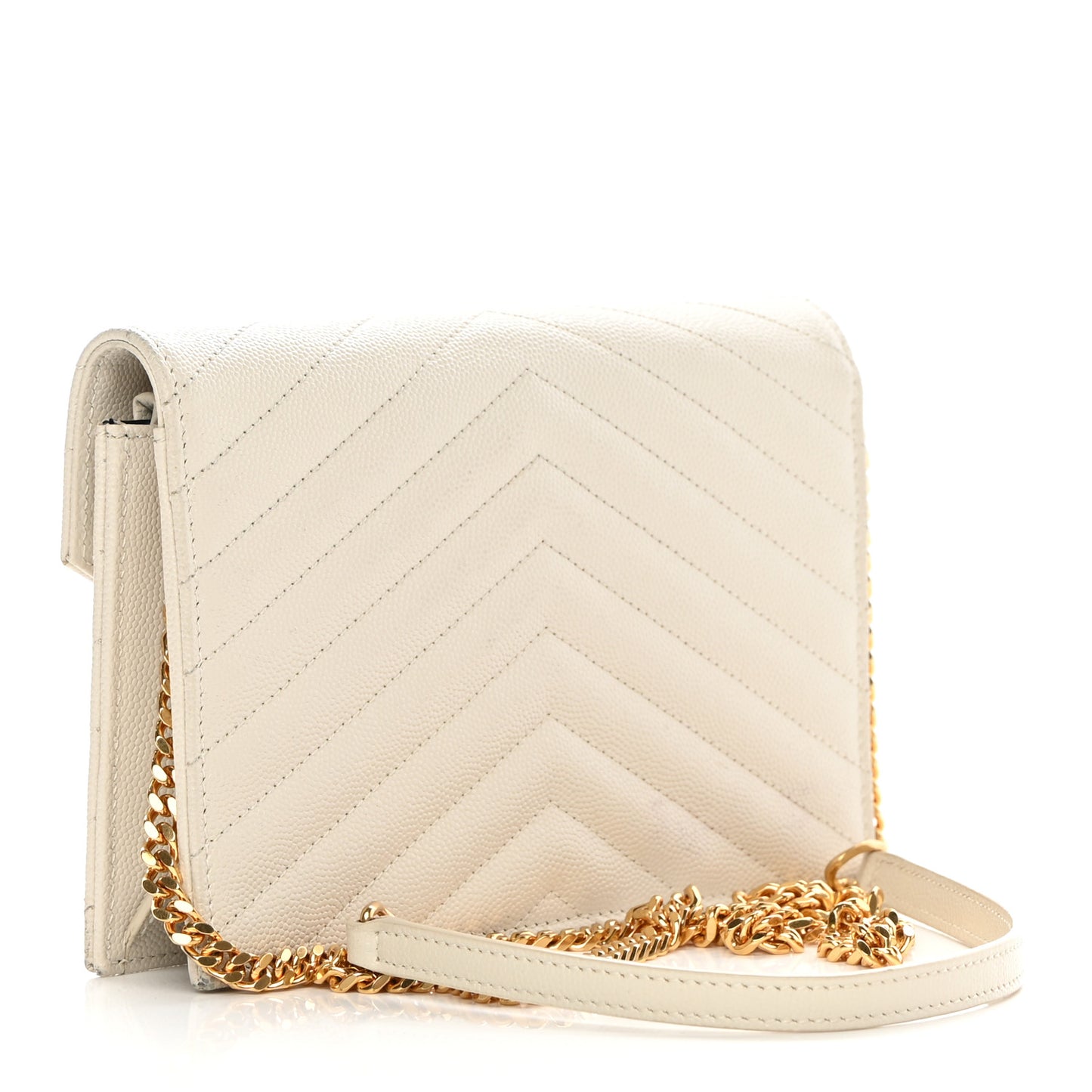 Grain De Poudre Matelasse Chevron Monogram Envelope Chain Wallet Nude Powder