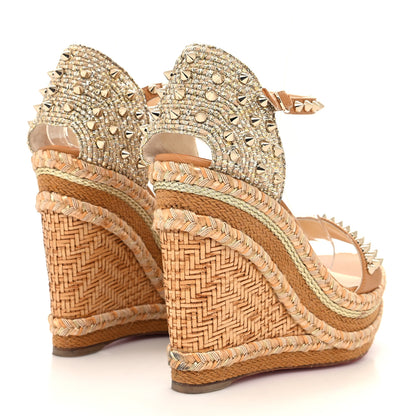 Christian Louboutin Nappa Madmonica 120 Wedge Sandals 37 Gold Silver 4 of 8