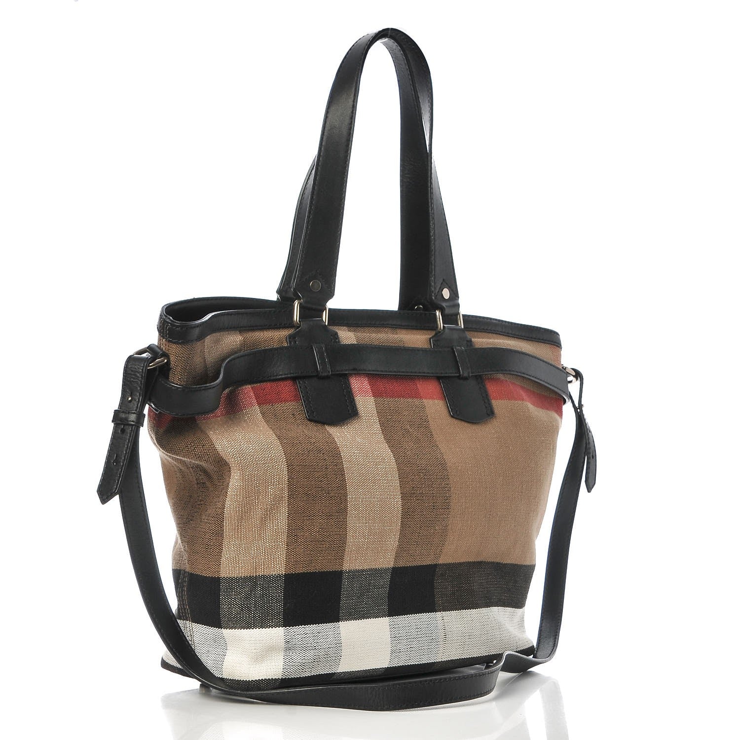 Burberry Canvas Mega Check Medium Traveler Tote Black 3 of 9