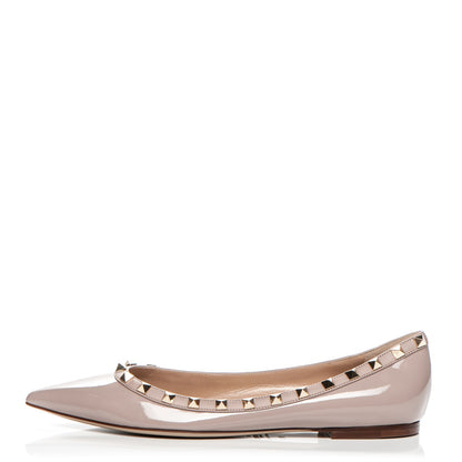 Valentino Garavani Patent Rockstud Ballerina Flats 39.5 Poudre 1 of 7