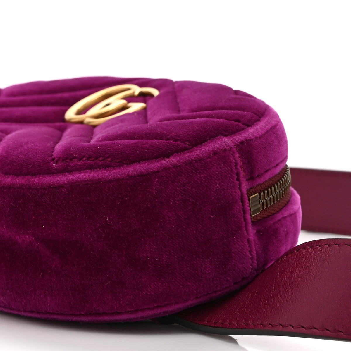 Gucci Velvet Matelasse GG Marmont Belt Bag 85 34 Fuchsia Violet Cyclamen 11 of 11