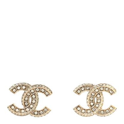 Chanel Crystal Timeless CC Earrings Light Gold 1 of 5