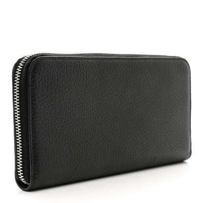 Prada Vitello Daino Triangle Zip Around Wallet Black 3 of 7
