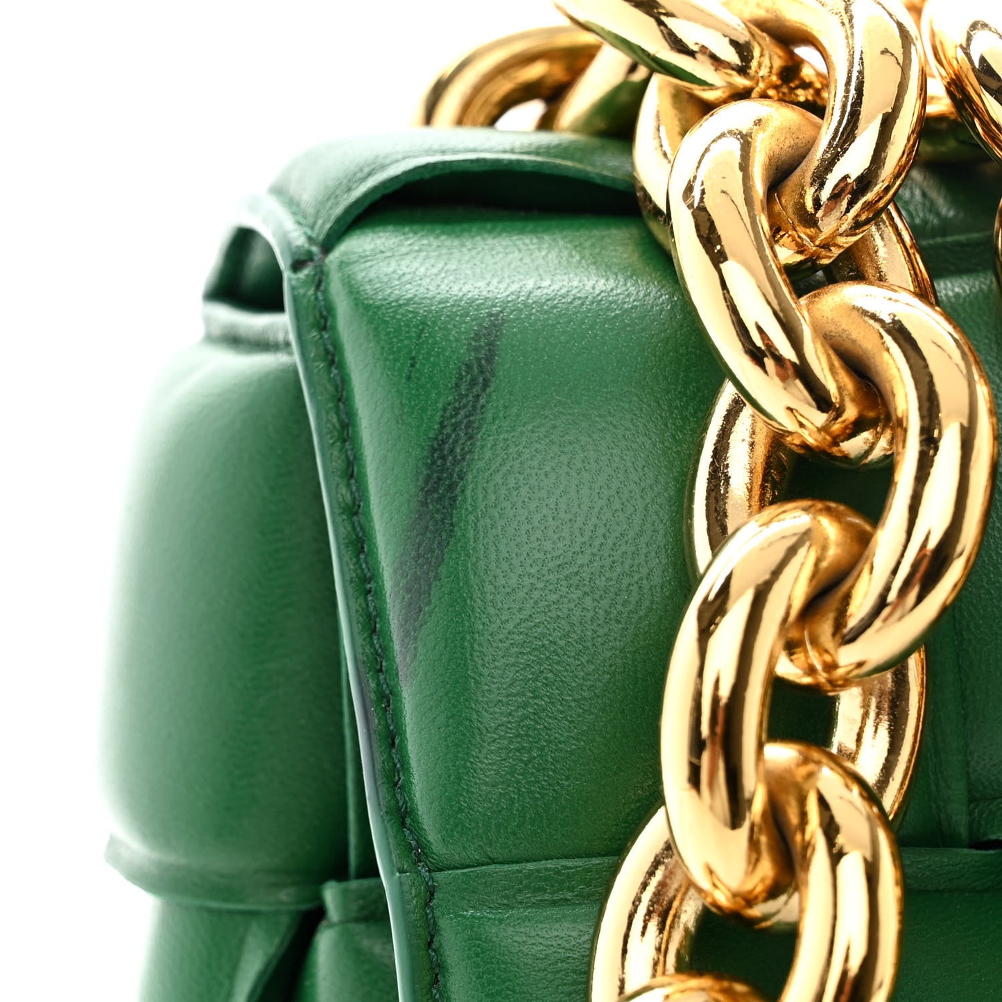 Lambskin Maxi Intreccio Padded Chain Cassette Crossbody Bag Racing Green