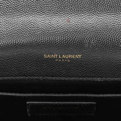 Saint Laurent Grain De Poudre Matelasse Chevron Medium Monogram Satchel Black 6 of 19