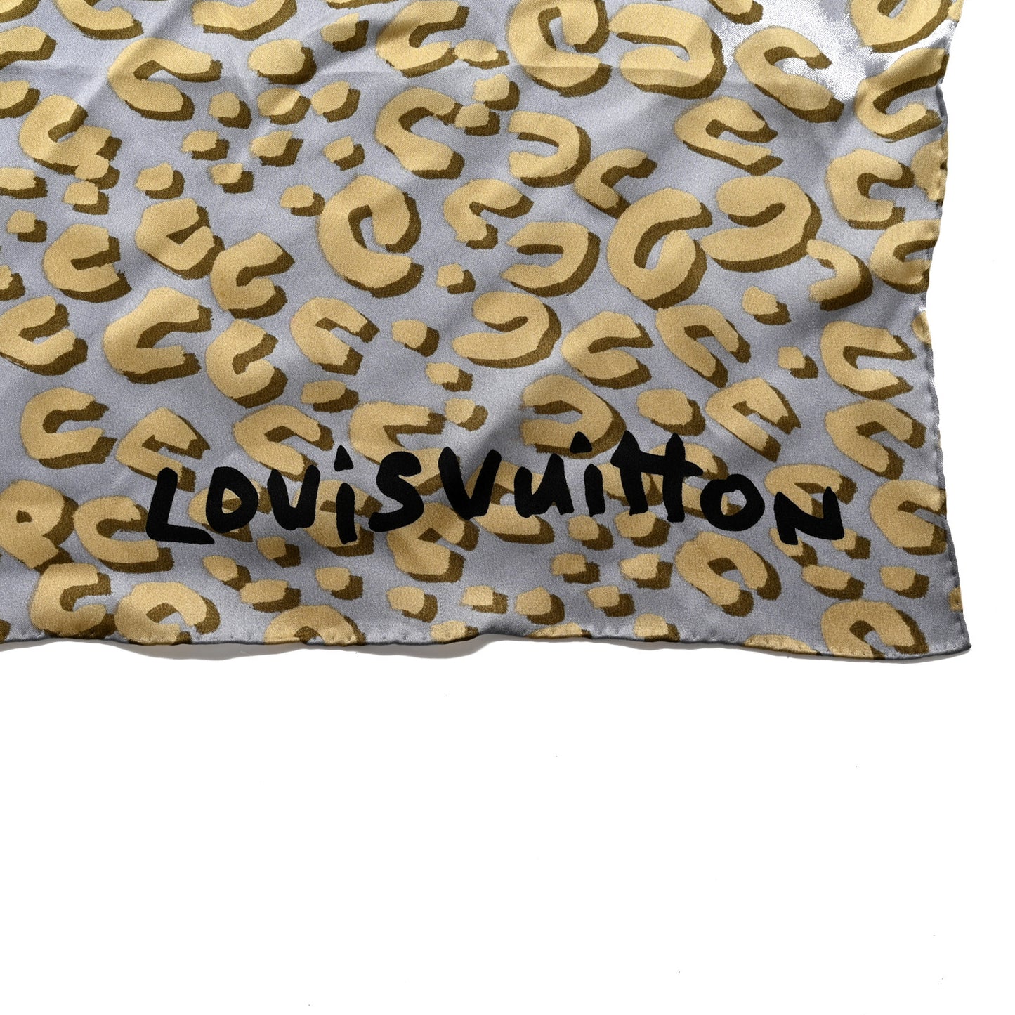 Silk Leopard Scarf Gris
