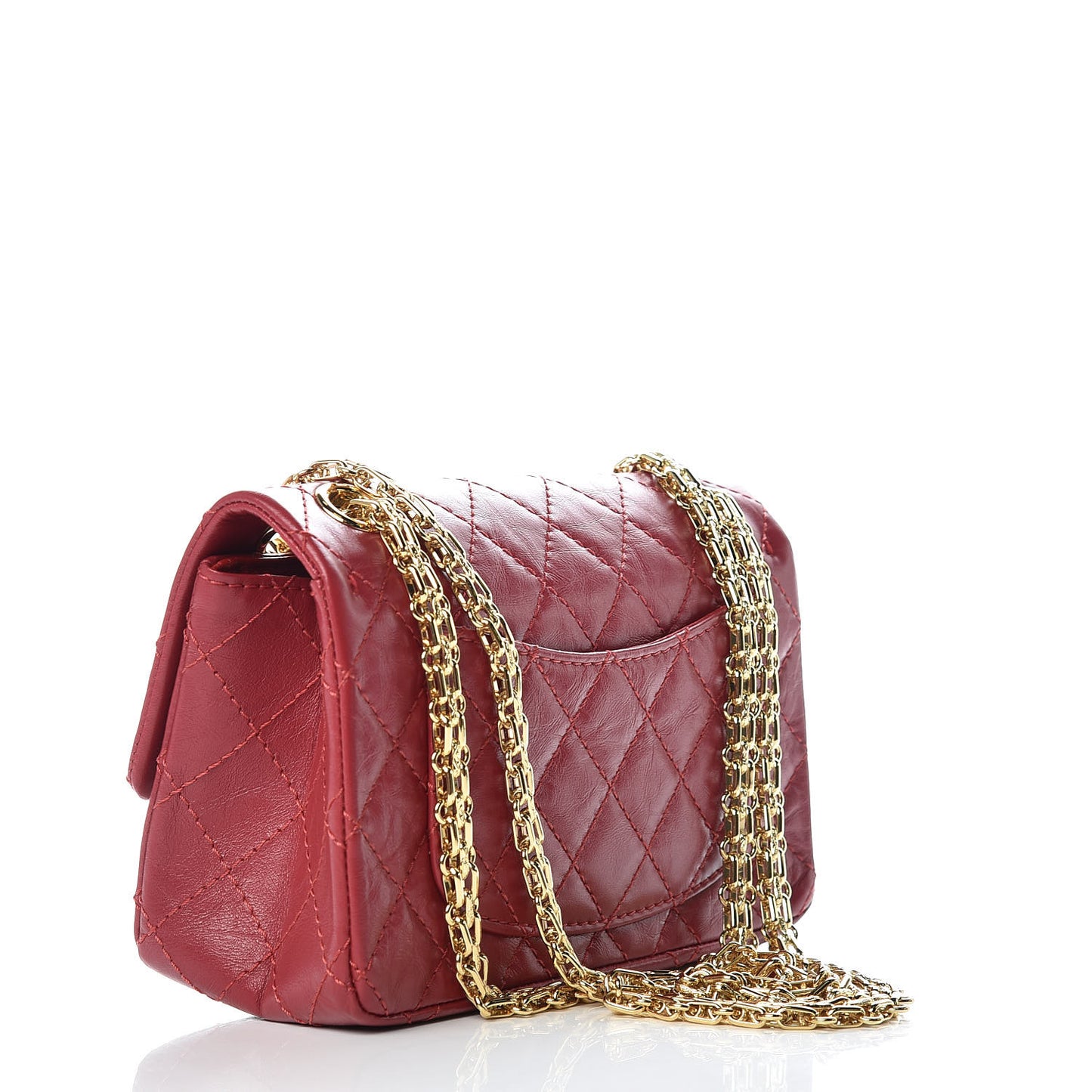 Aged Calfskin Quilted 2.55 Reissue Mini Flap Red